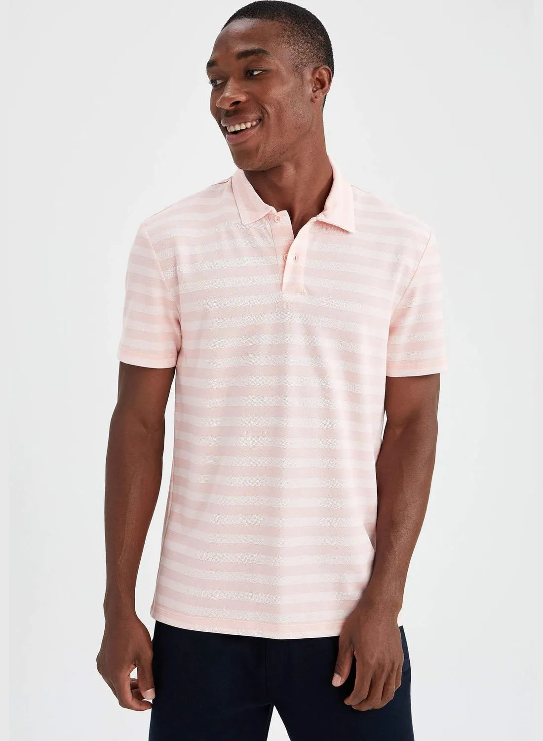 DeFacto Regular Fit Short Sleeve Striped Polo Shirt