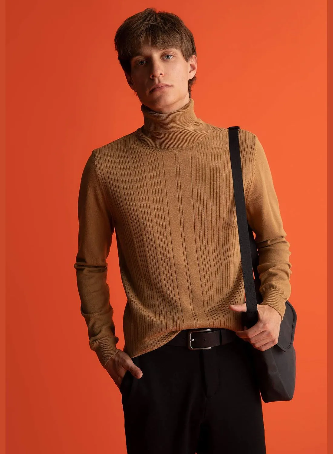 DeFacto Man Slim Fit Turtle Neck Long Sleeve Tricot Pullover