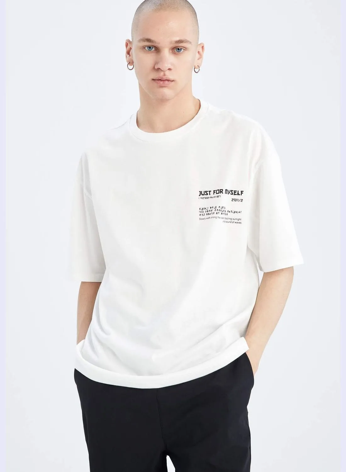 DeFacto Oversize Fit Short Sleeve Slogan Print T-Shirt