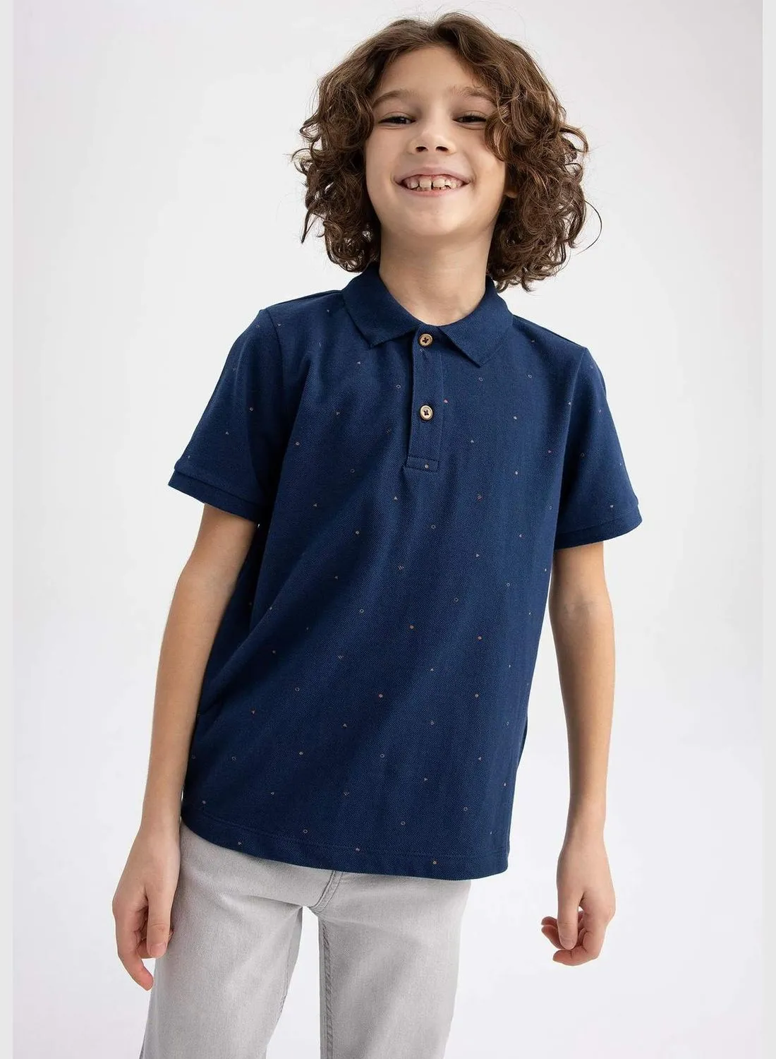 DeFacto Boy Polo Neck Knitted Short Sleeve Polo T-Shirt