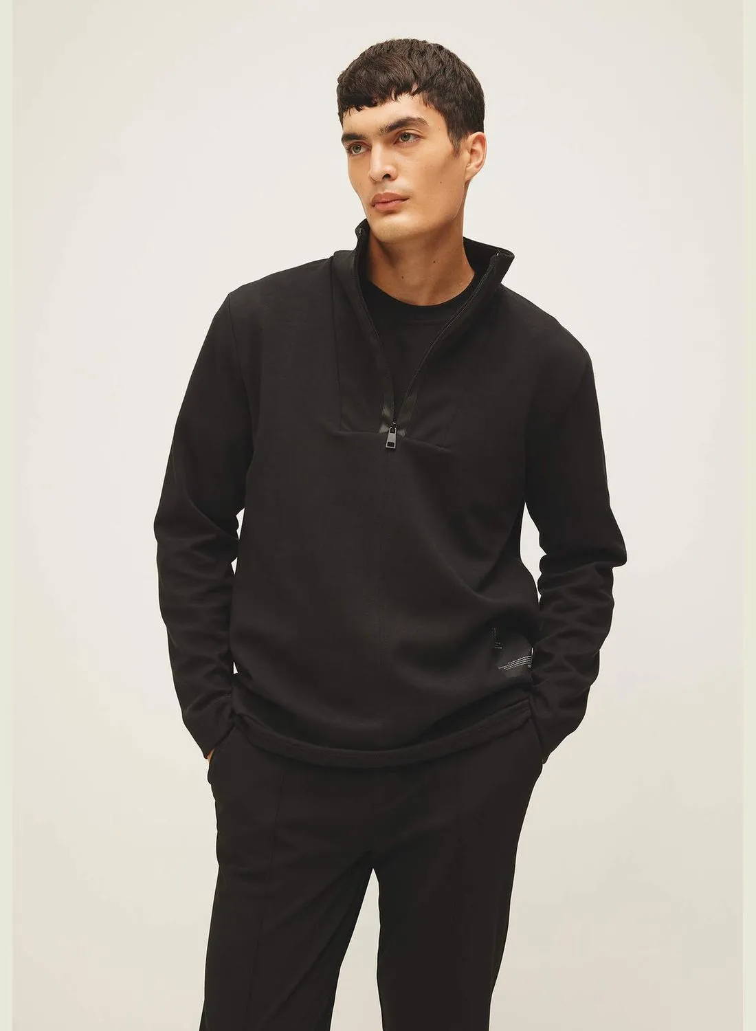 DeFacto Man Stand Up Collar Long Sleeve Knitted Sweatshirt