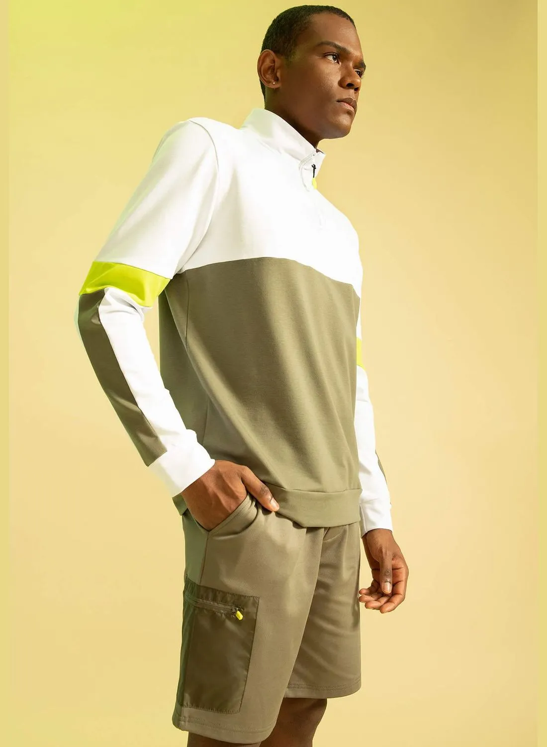 DeFacto Standard Fit Long Sleeve Colour Block Sweatshirt