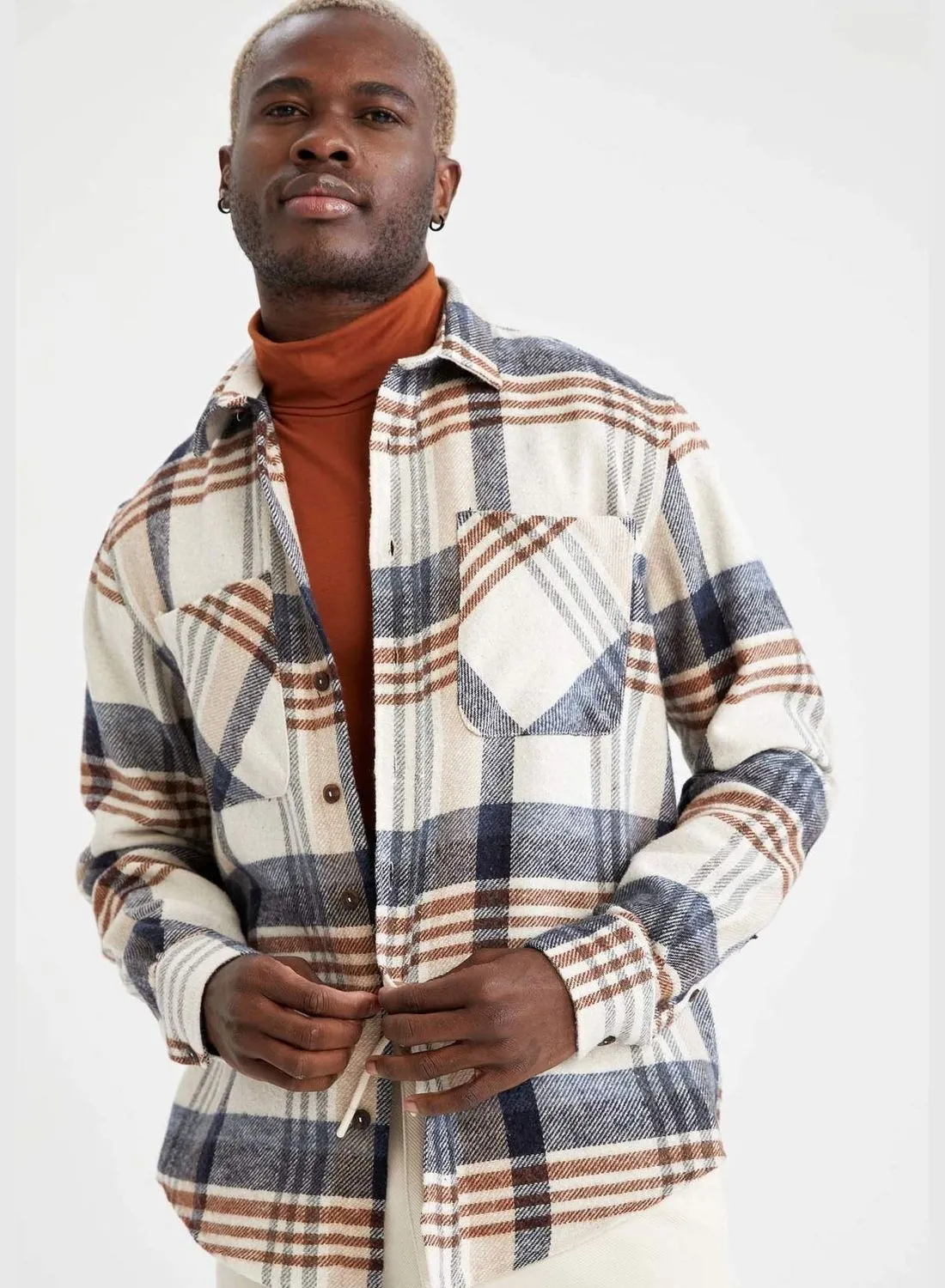 DeFacto Long Sleeve Check Patterned Shirt Jacket