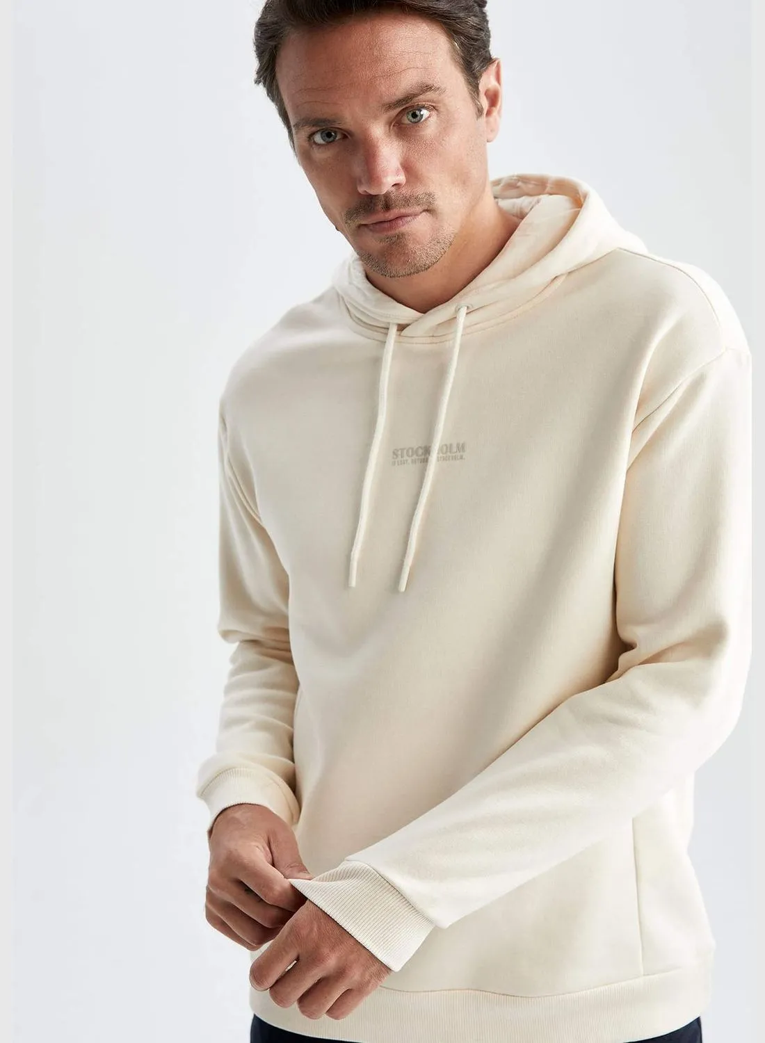DeFacto Man Relax Fit Hooded Long Sleeve Knitted Sweat Shirt