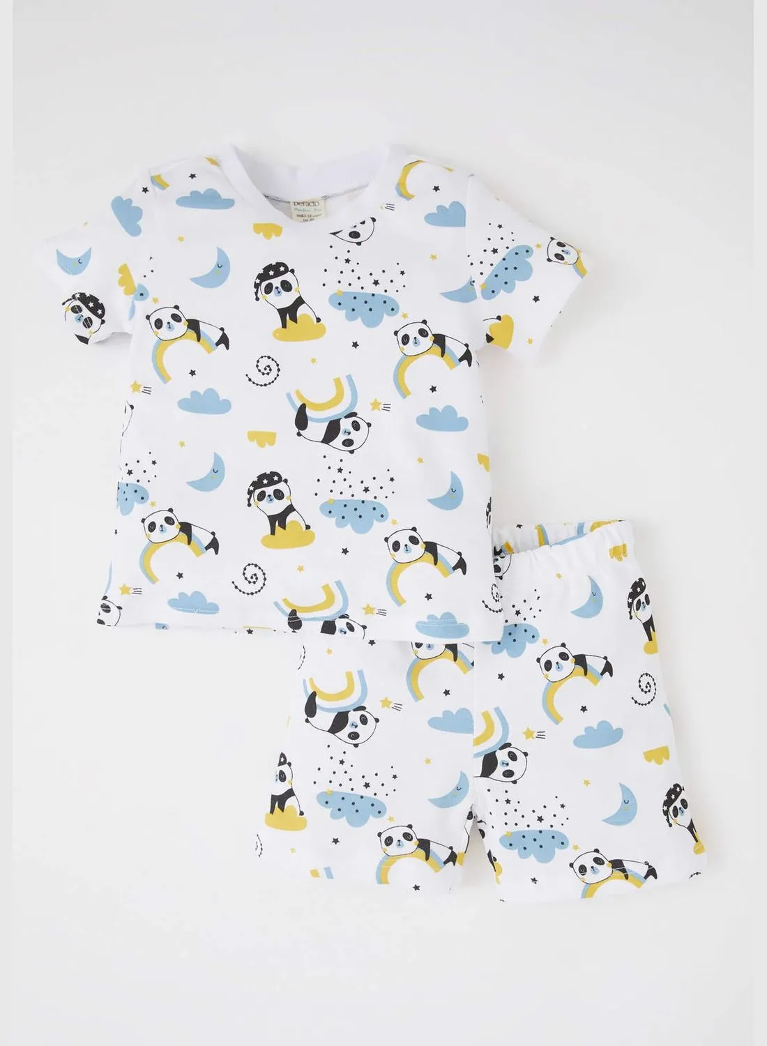 DeFacto Regular Fit Short Sleeve Panda Print Newborn Pyjama Set