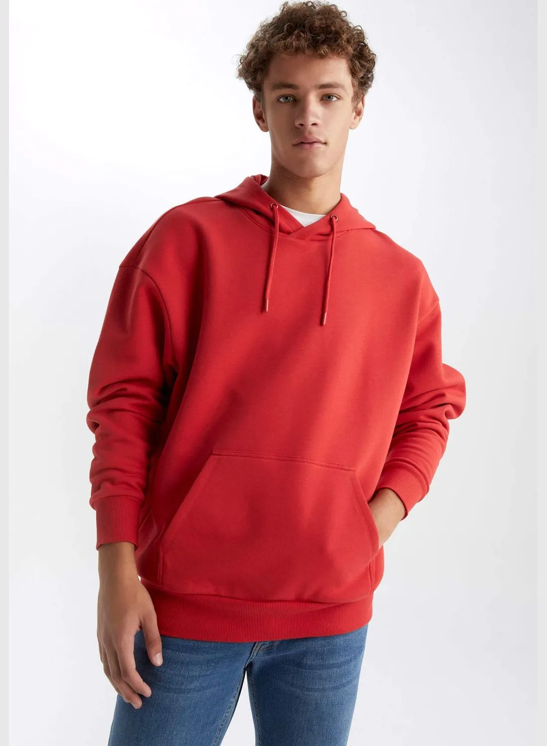 DeFacto Man Oversize Fit Hooded Long Sleeve Knitted Sweat Shirt
