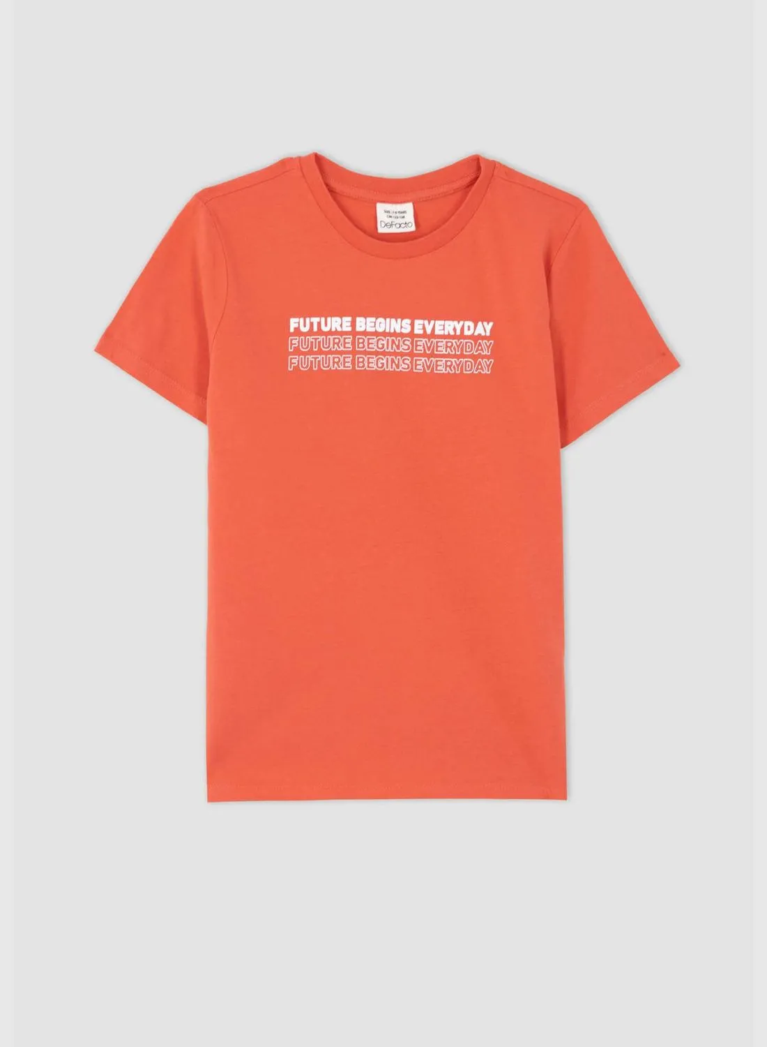 DeFacto Regular Fit Short Sleeve Slogan Print T-Shirt