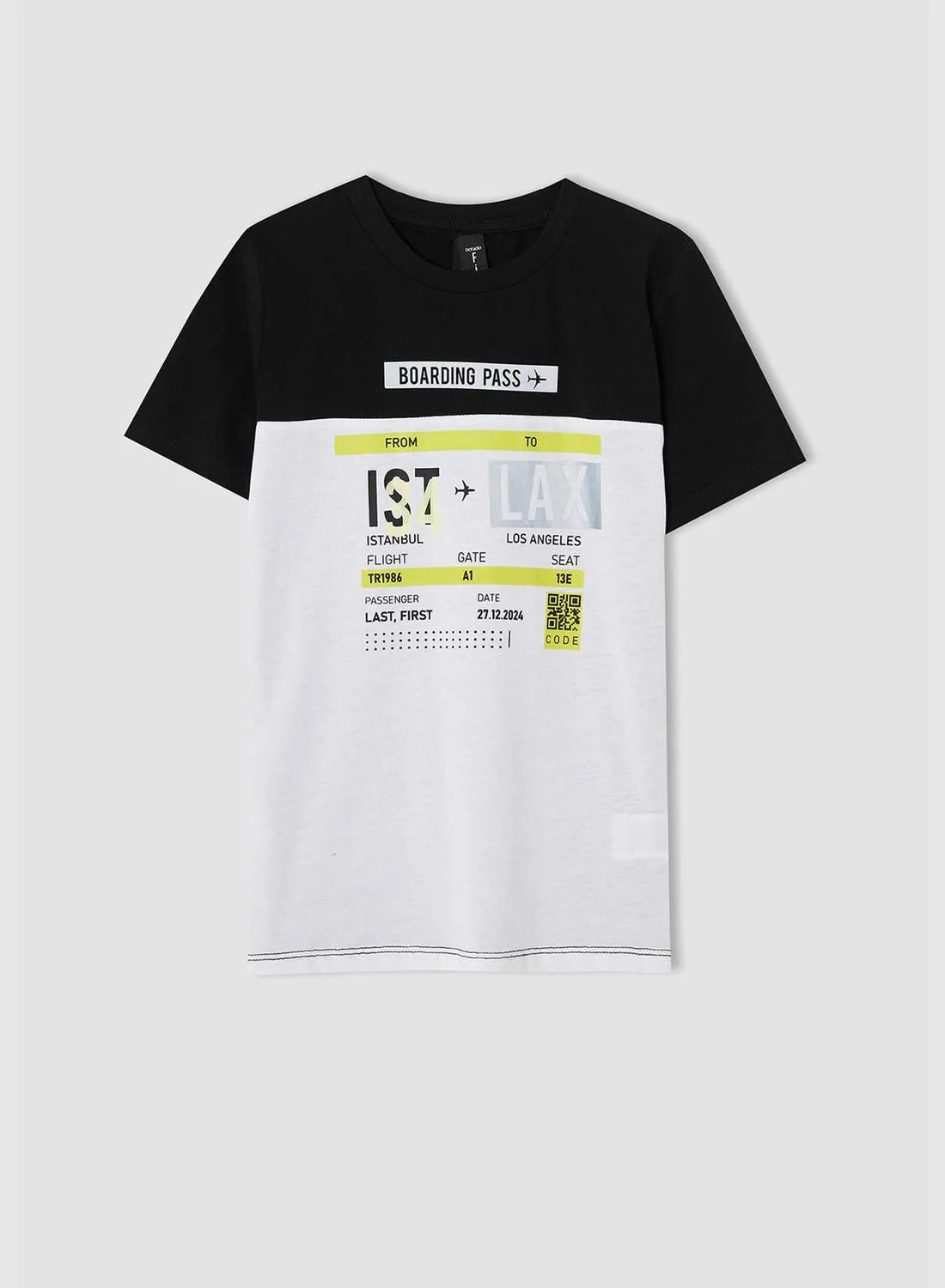 DeFacto Regular Fit Short Sleeve Reflector Print T-Shirt