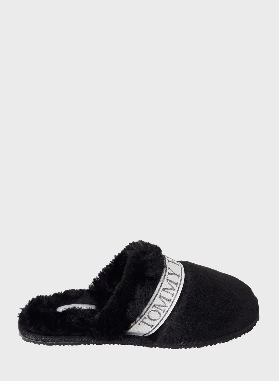 TOMMY HILFIGER Furry Logo Detailed Bedroom Slippers