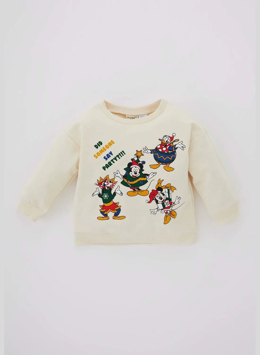 DeFacto New Year BabyBoy Disney Mickey & Minnie Licenced Bike Neck Long Sleeve Knitted Sweatshirt