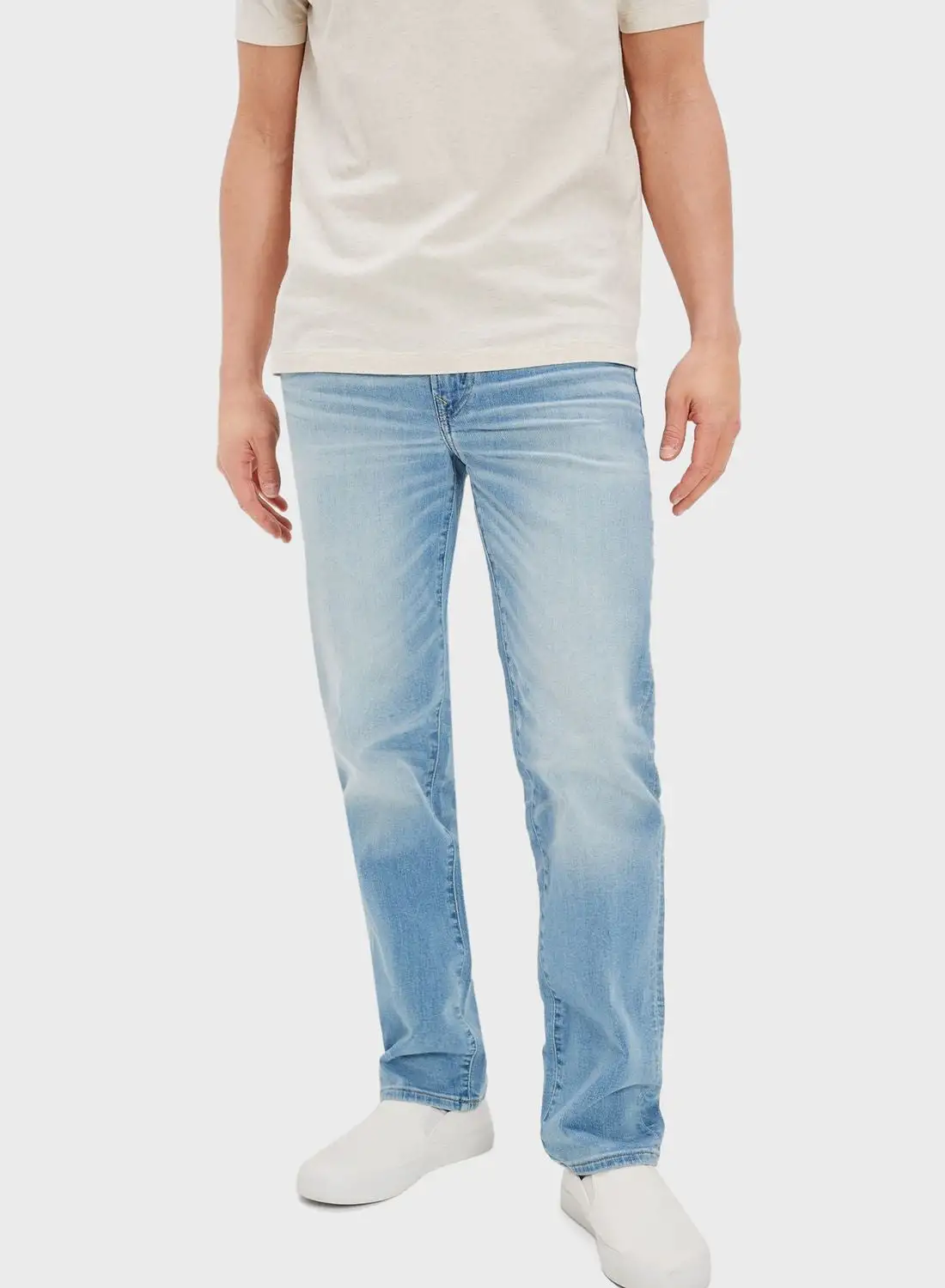 American Eagle Airflex+ Mid Wash Straight Fit Jeans