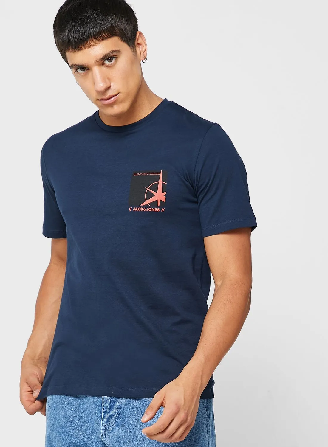 JACK & JONES Graphic Printed Crew Neck T-Shirt