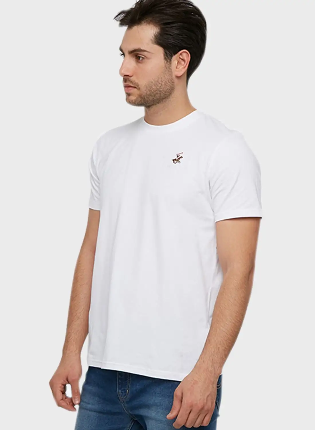 BEVERLY HILLS POLO CLUB Crew Neck Comfortable T-Shirt White