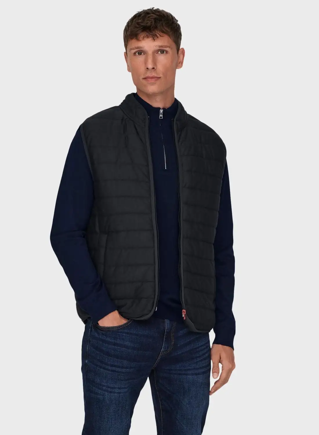 Only & Sons Zip Through Quilted Gilet