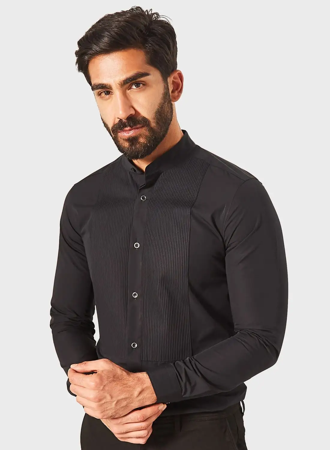 Iconic Essential Slim Fit Mandarin Collar Shirt