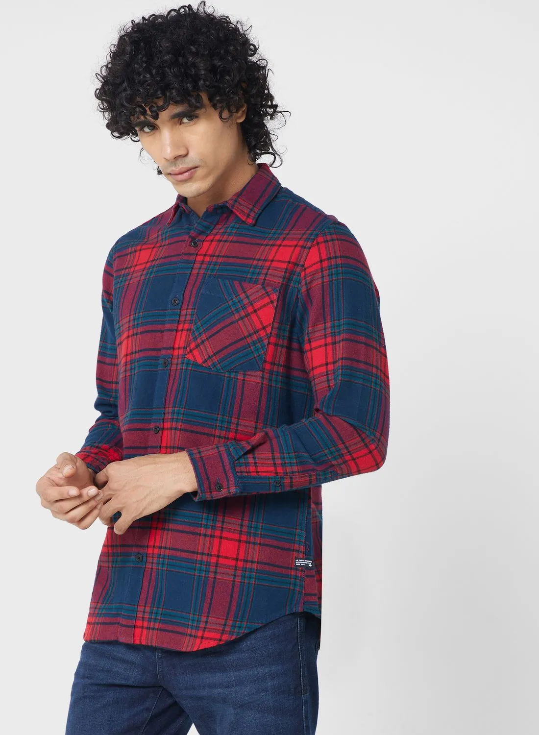 Lee Cooper Flap Pockets Regular Fit Checked Shirt