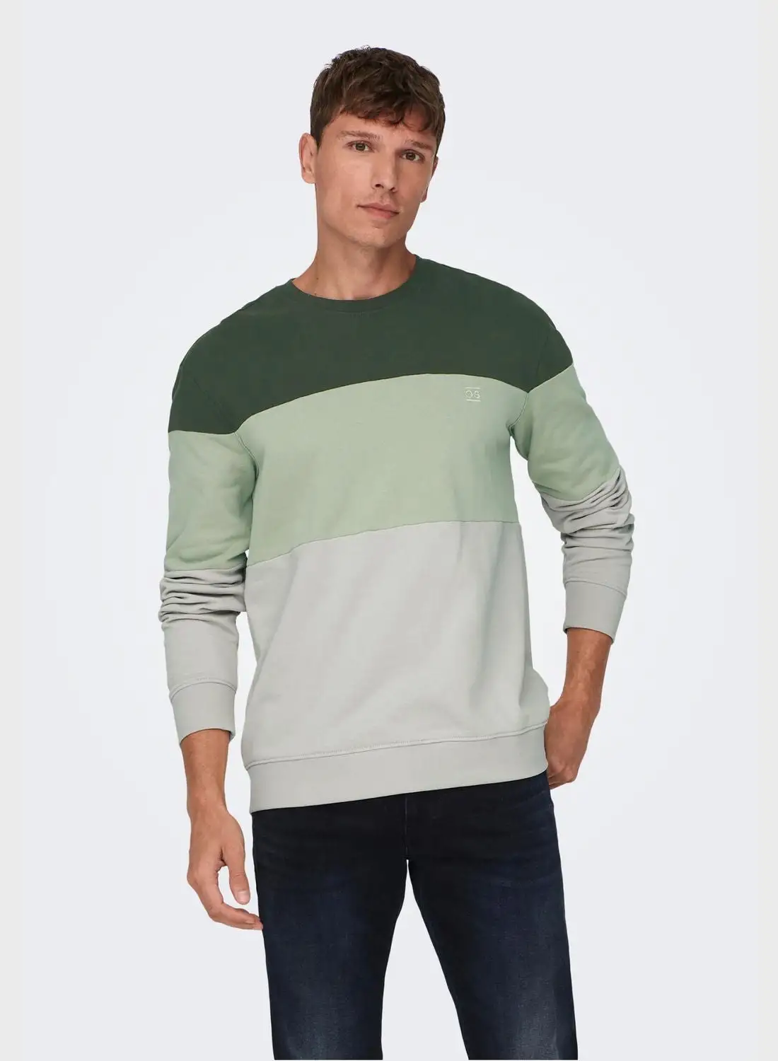 Only & Sons Colorblock Crew Neck Sweatshirt