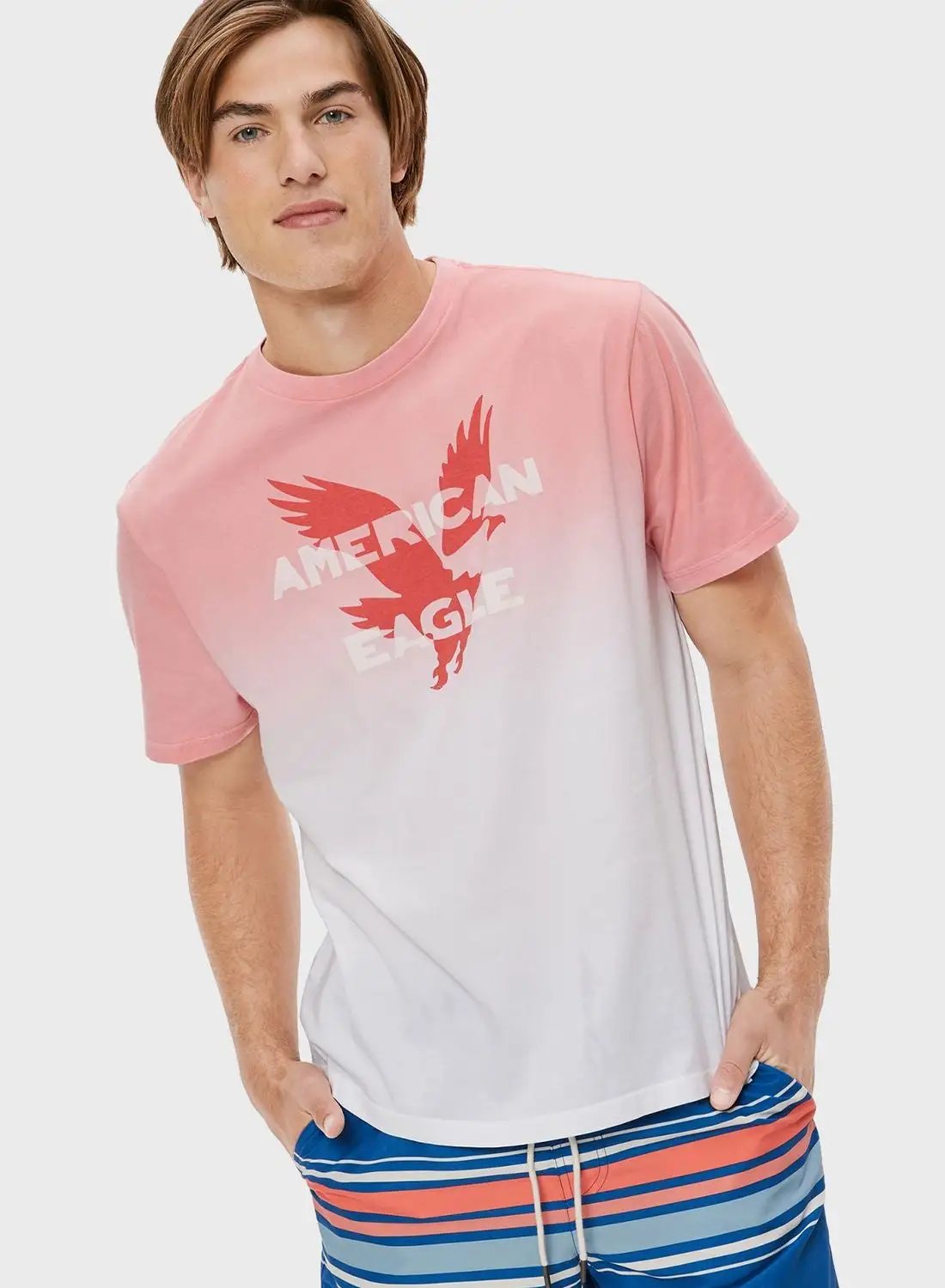 American Eagle Tie Dye Graphic Crew Neck T-Shirt