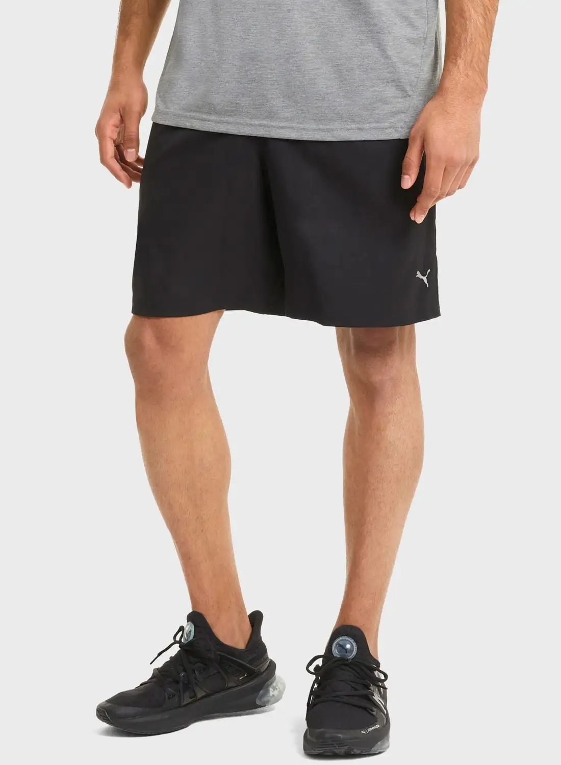 PUMA Logo Detail Mid-Rise Sport Shorts Black