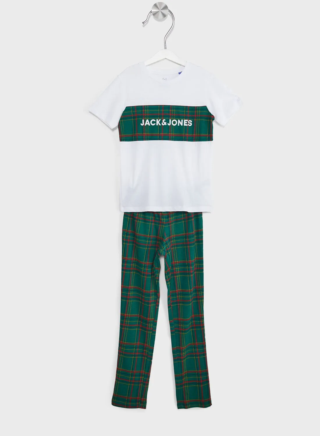 JACK & JONES Youth Checkd T-Shirt & Sweatpants Set