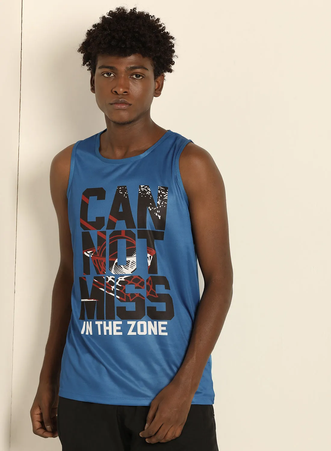 ABOF Basic Round Neck Can Not Miss In The Zone Printed Vest Blue/Black