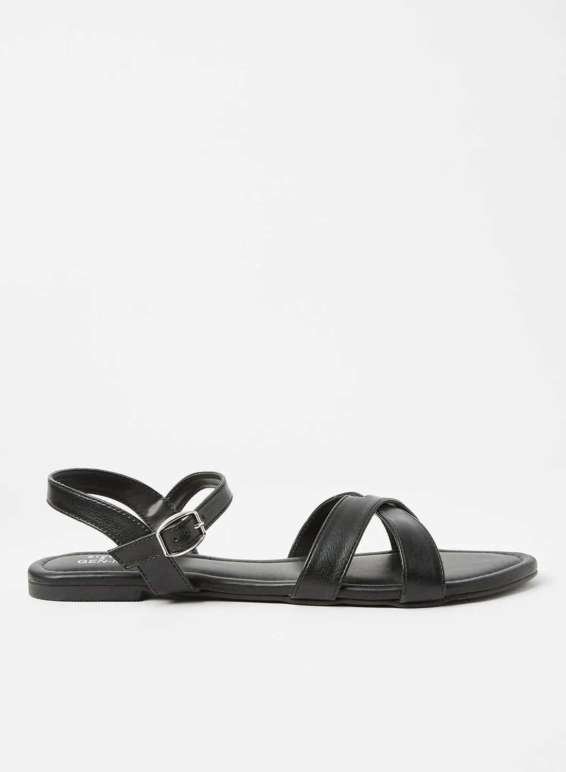 Sivvi x GenM Buckled Flat Sandals Black