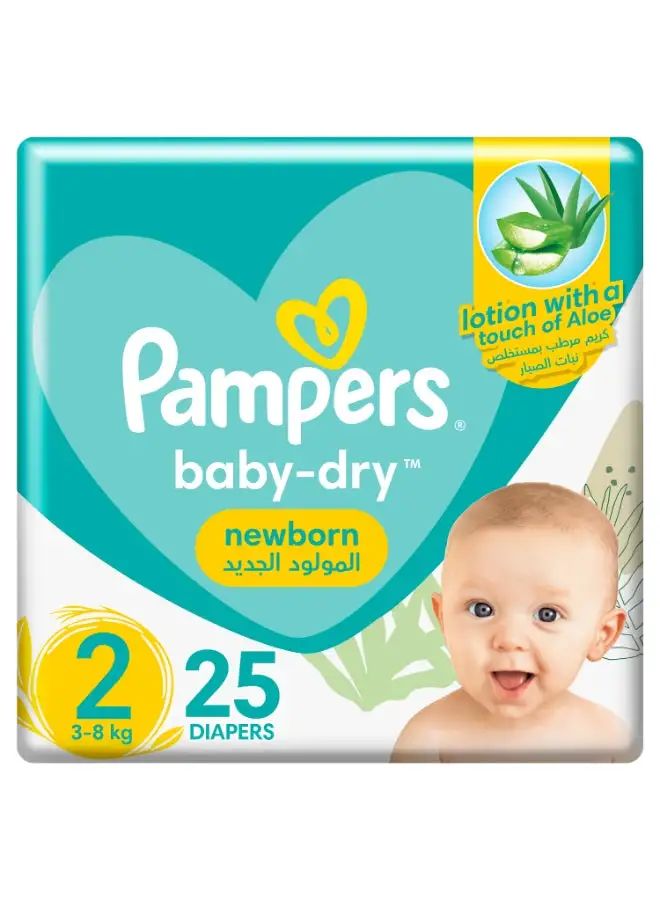Pampers Aloe Vera Taped Diapers Size 2 Carry Pack 25 Count