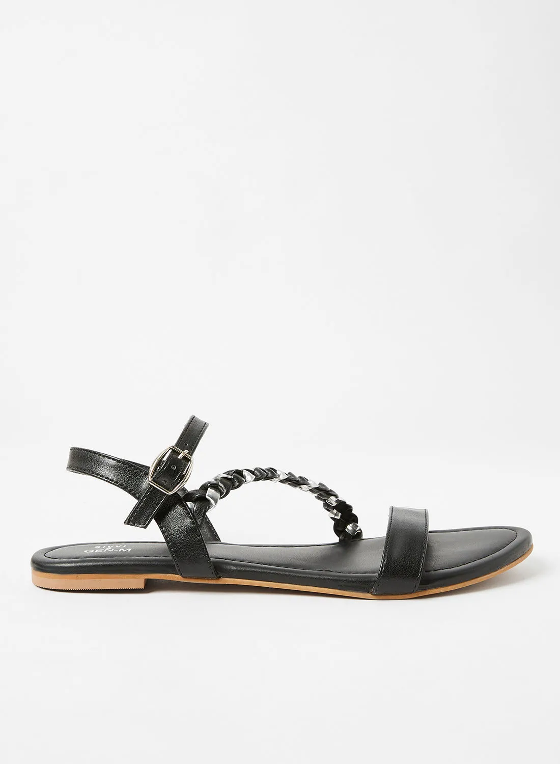 Sivvi x GenM Braided Flat Sandals Black