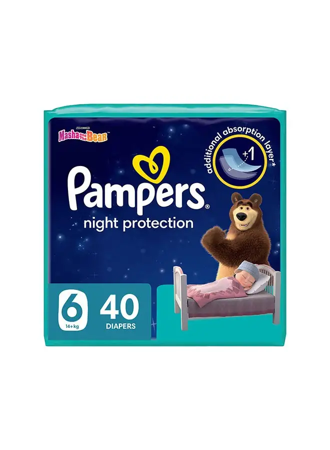 Pampers Baby-Dry Night Diapers For Extra Sleep Protection Size 6, 40 Count