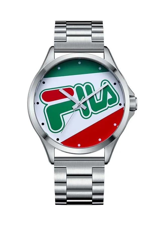 FILA Analog Watch For Men Stainless Steel Case Green, Red and White  Logo Display Stainless Steel Bracelet