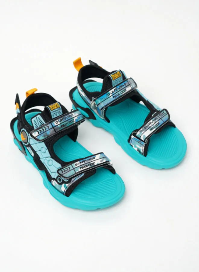 QUWA Printed Velcro Strap Casual Sandals Blue