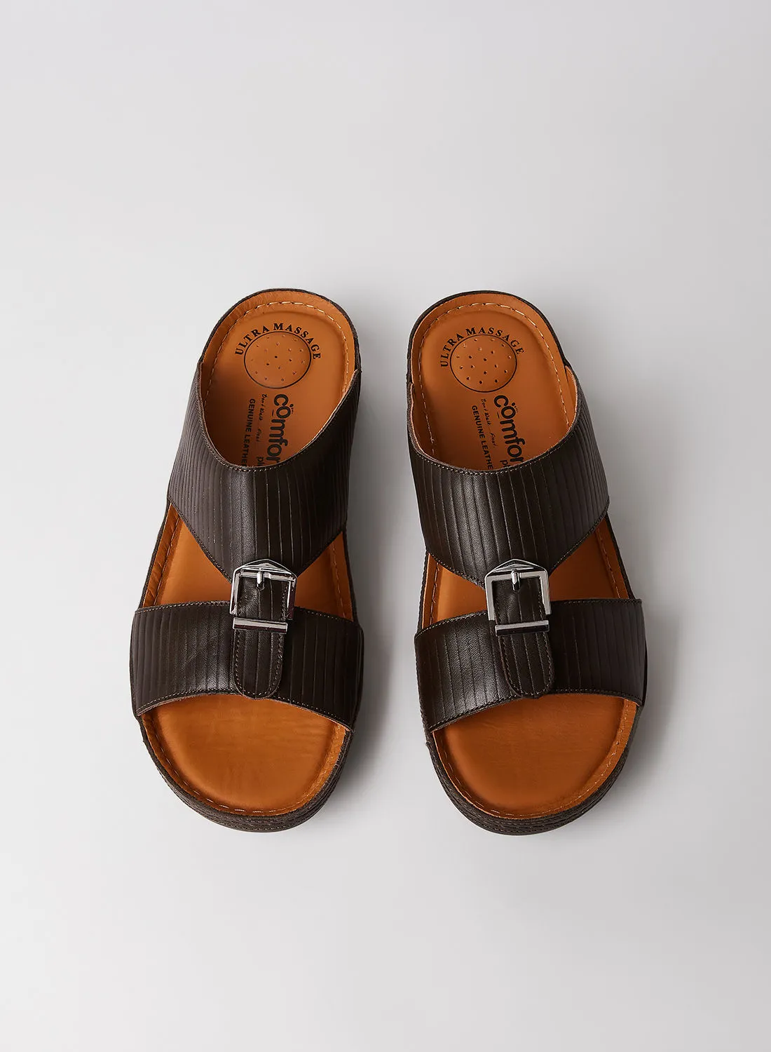 Comfort Plus Quilted Leather Sandals Brown