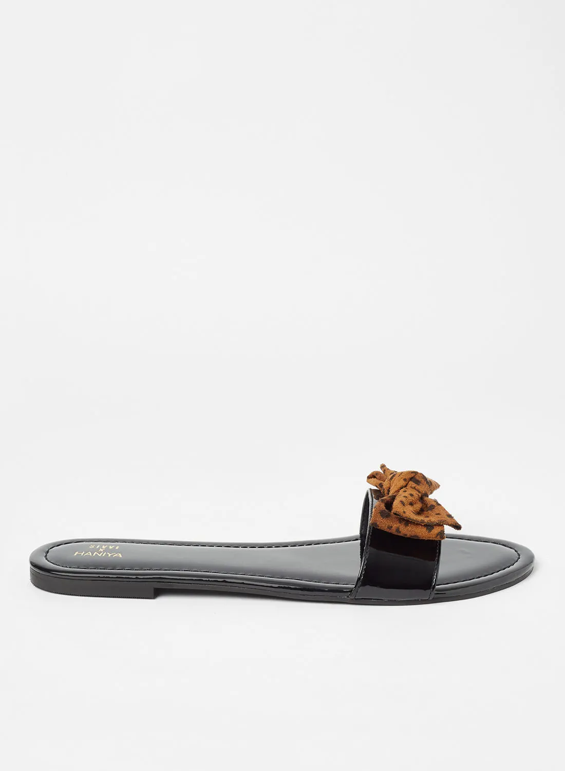 SIVVI for HANIYA Bow Detail Flat Sandals Brown/Black