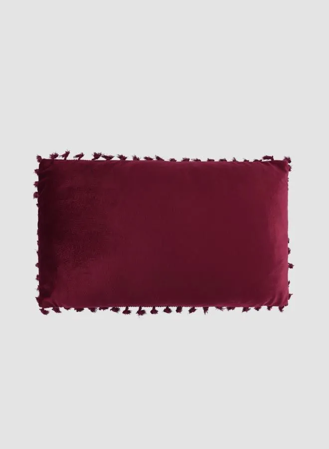 ebb & flow Velvet Tassel Cushion, Unique Luxury Quality Decor Items for the Perfect Stylish Home Red 30 x 50cm