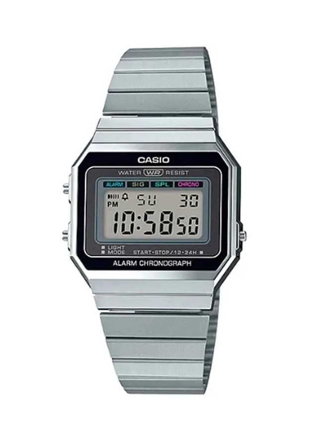 CASIO ساعة يد رقمية من الستانلس ستيل A700W-1ADF - 36 ملم - فضي