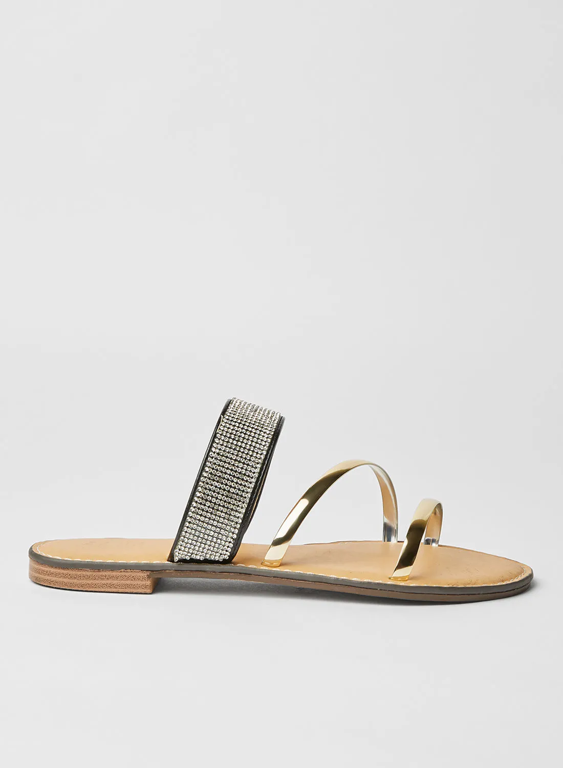 ZAHA Dyed Slip On Flat Sandals Gold/Silver