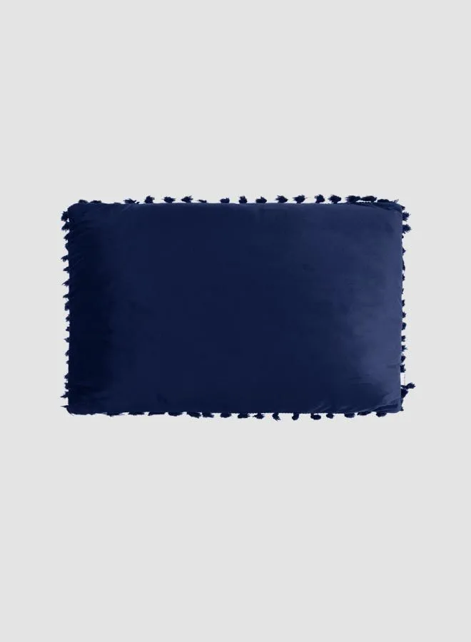 وسادة شرابة من المخمل المد والجزر ، عناصر ديكور فريدة من نوعها ذات جودة فاخرة لمنزل أنيق ومثالي أزرق 30 × 50 سم
