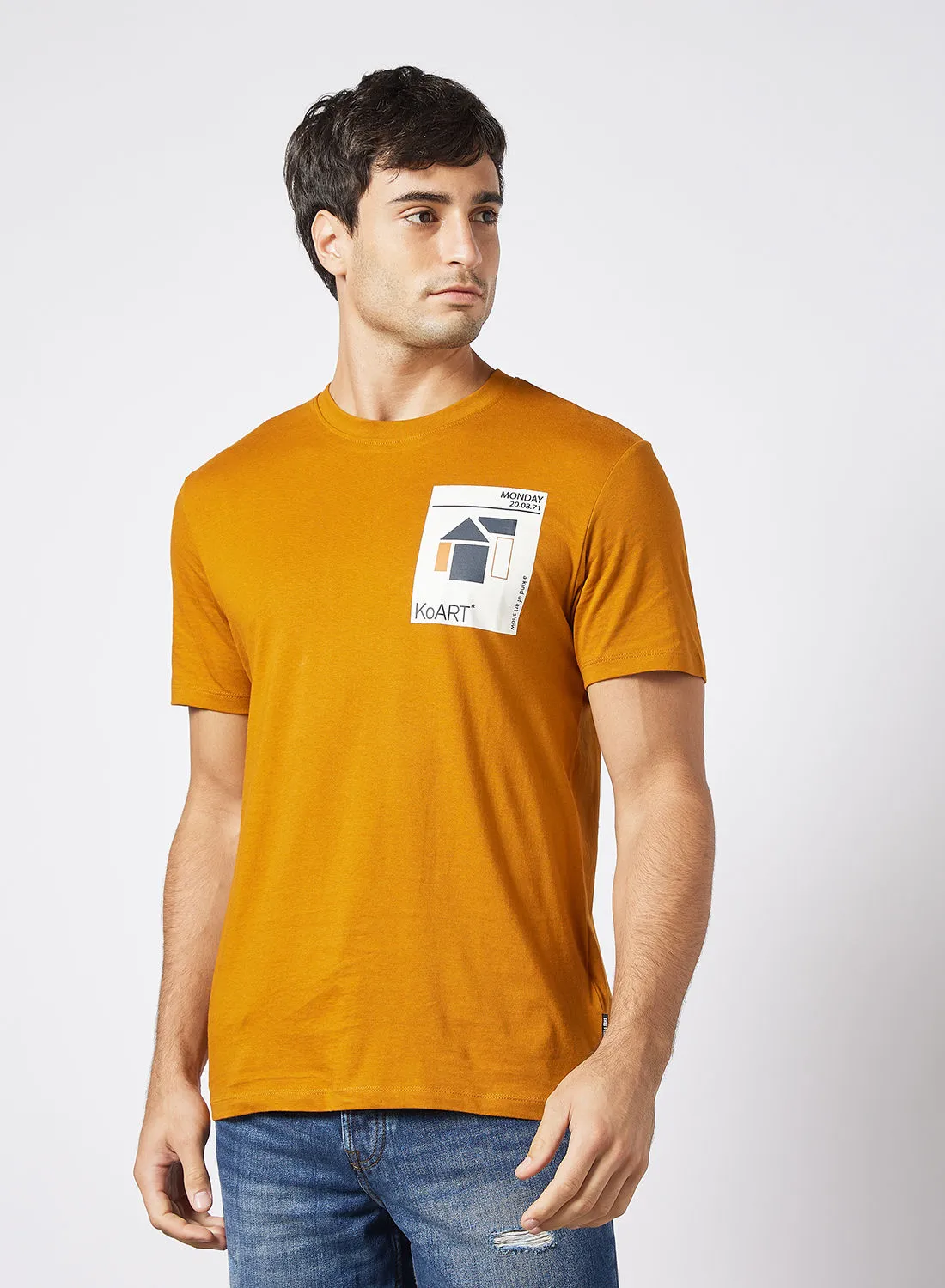 ONLY & SONS Graphic Print T-Shirt Mustard Yellow