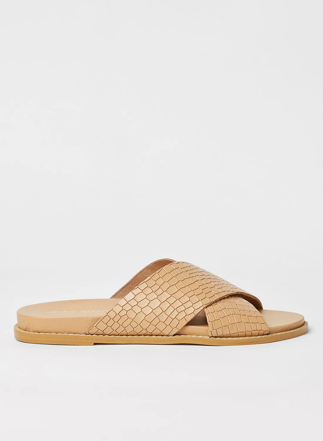 VERO MODA Croc Effect Leather Sandals Travertine
