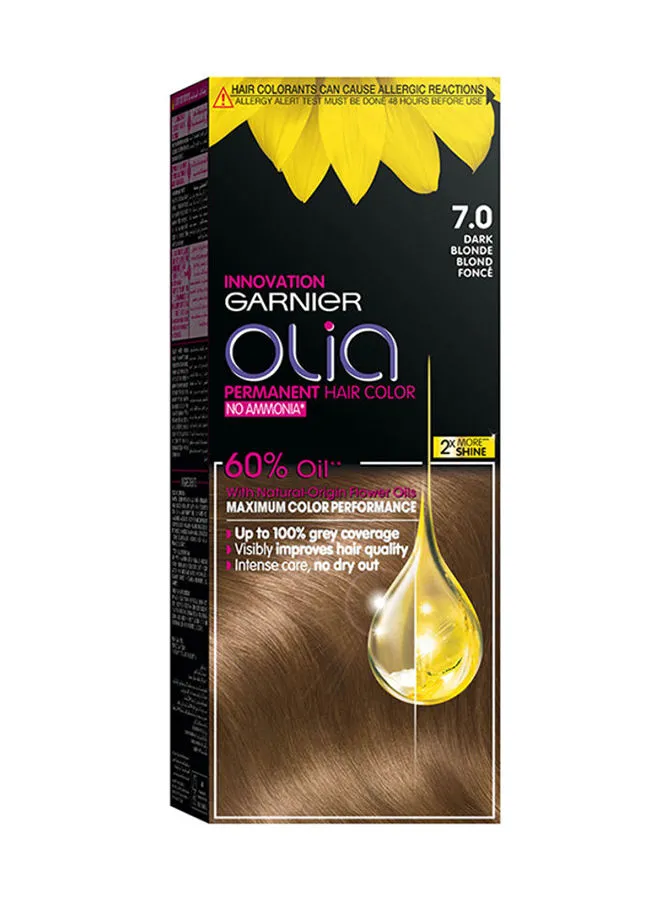 GARNIER Olia No Ammonia Permanent Brilliant Color Oil-Rich Permanent Hair Color 7.0 Dark Blonde 50g 50g 12ml