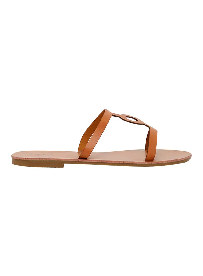 ZAHA Solid Double Strap Flats Brown