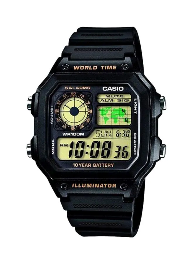 ساعة كاسيو الرجالية الرقمية الشبابية AE-1200WH-1BVDF - 45 ملم - أسود