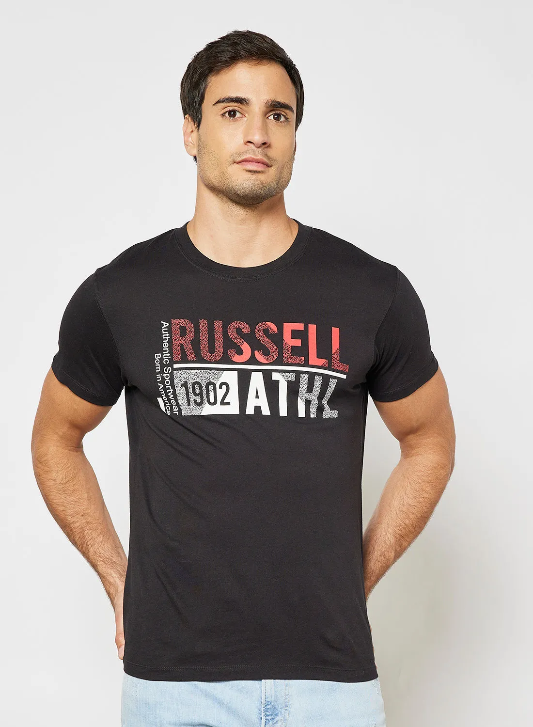 Russell Athletic Contrast Logo Print T-Shirt Black