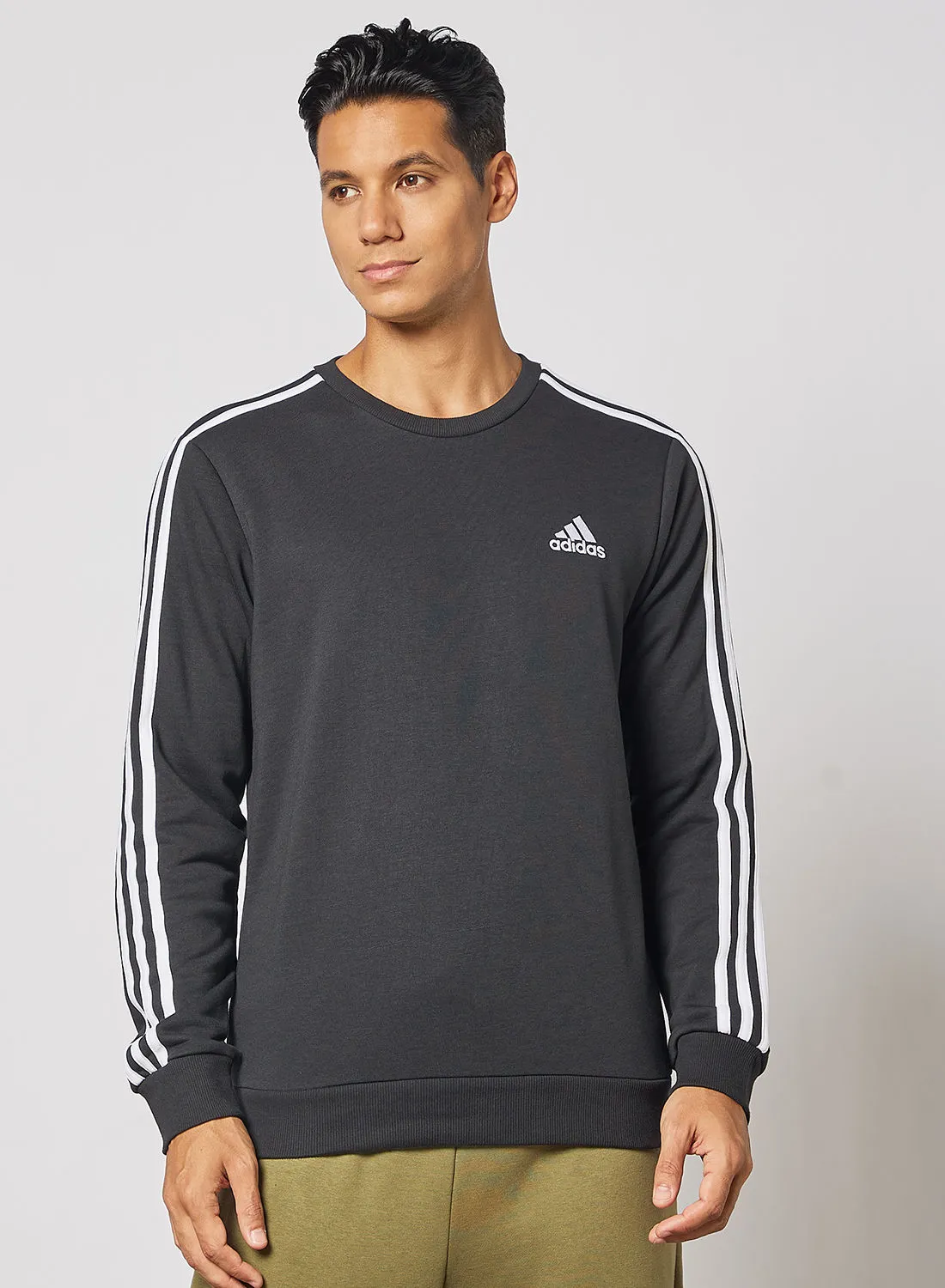 adidas Essential French Terry 3-Stripes Sweatshirt Black