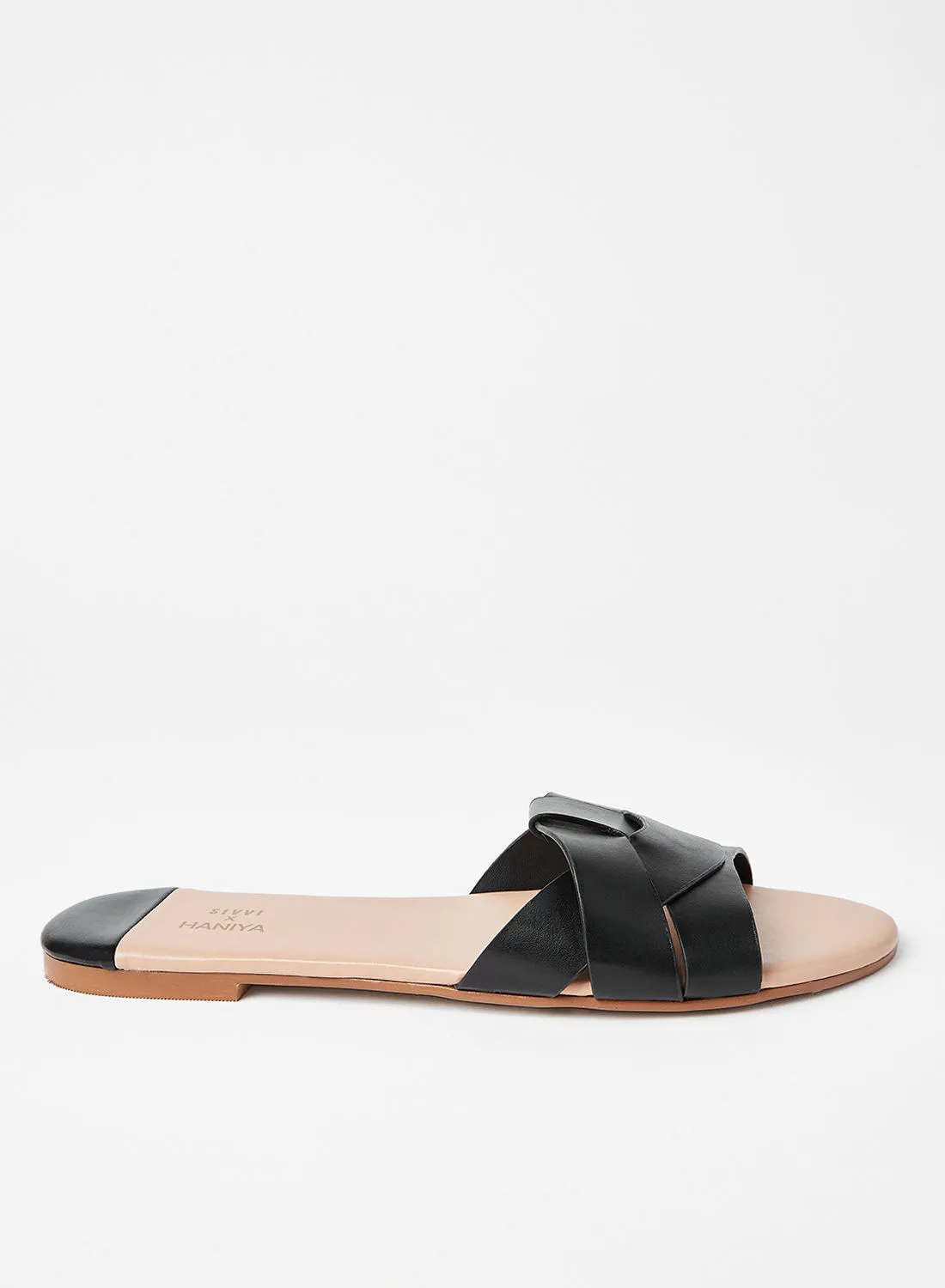 SIVVI for HANIYA Strappy Slip On Sandals أسود