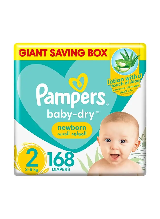Pampers Aloe Vera Taped Diapers Size 2 Mega Box 168 Count