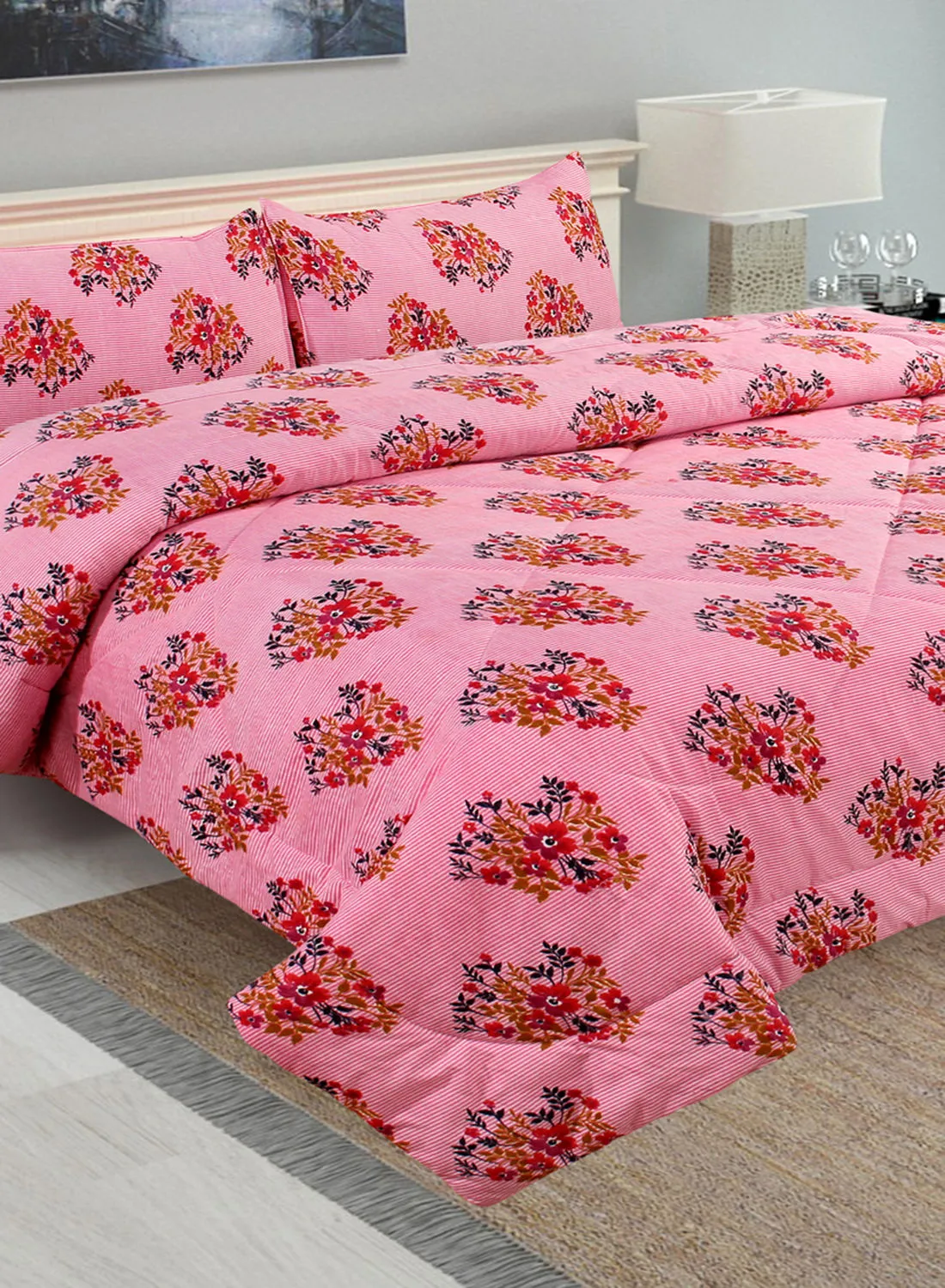 Hometown Comforter Set Bed Linen With Pillow Cover 50X70 Cm,Comforter 190X210 Cm-For Queen Size Mattress-100% Poyester Soft,Lightweight & Warm