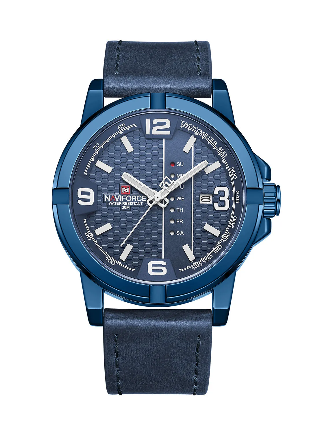 NAVIFORCE Men's Leather Analog & Digital Wrist Watch NF9177 BE/W/BE - 45 mm - Blue