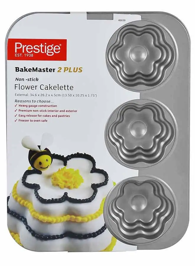 Prestige Bakemaster 2 Flower Cakelette Pan Grey 34.6 x 26.2 x 4.5cm