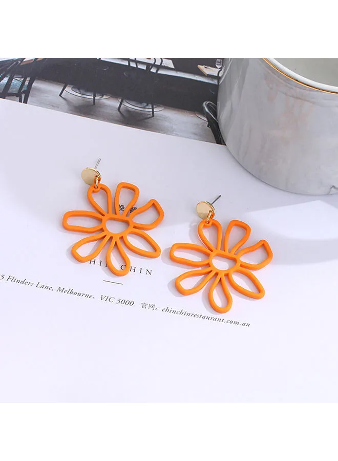 XIMI VOGUE Hollowed-Out Orange Flower Earrings